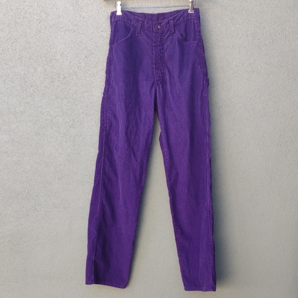 Vintage 80s Purple Corduroy High-rise Carpenter Wranglers Junior's 11 (28x33)